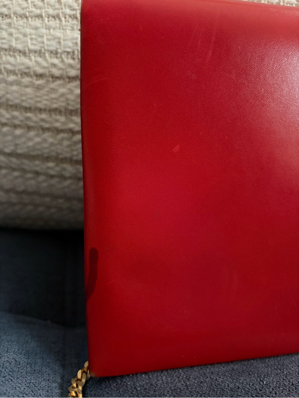 Christian Dior Vintage Red Leather Shoulder Bag Clutch with Gold Chain - Picture 5 of 16